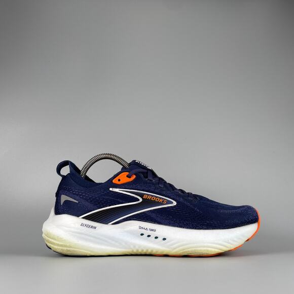 Brooks Glycerin 22 Men\'s 8.5 Peacoat Blue Ribbon Orange Running Athletic Sneaker